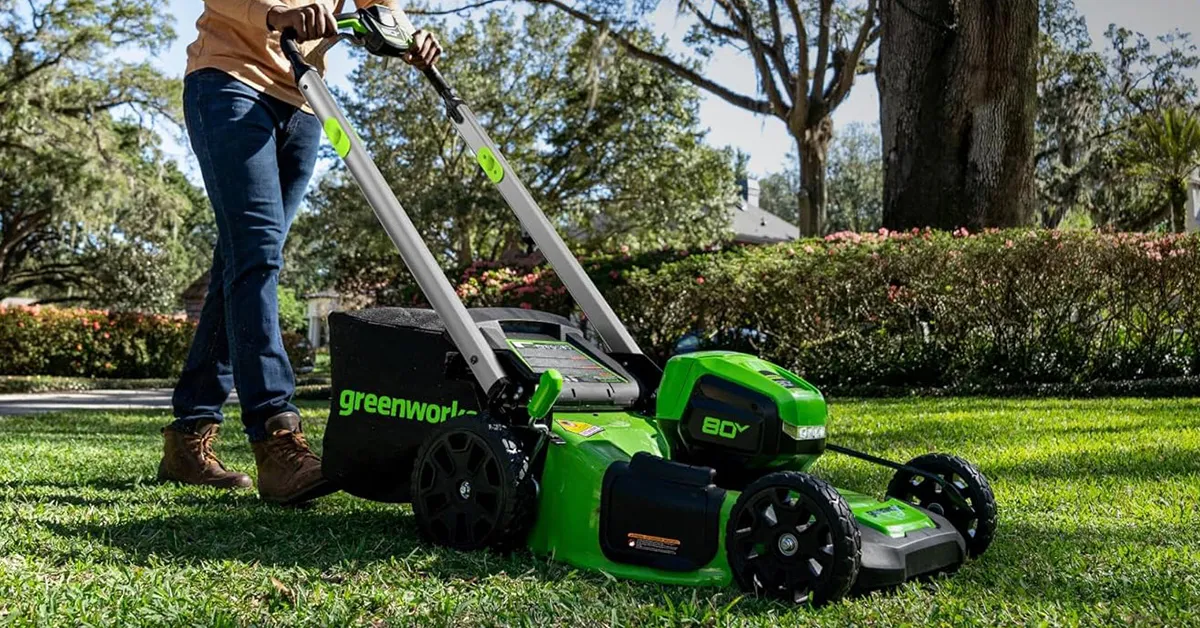 Greenworks' folding 80V 21-inch self-propelled and adaptive SmartCut mower at a $380 low (Reg. $580+, Today only)