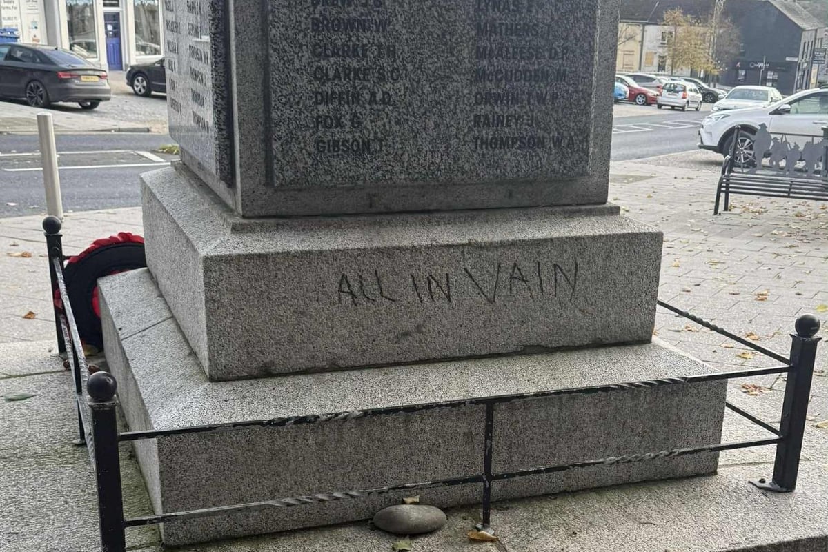 Tandragee war memorial: Disgust as vandals scrawl graffiti on Co Armagh monument