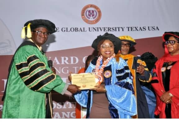 Encomium Flows as Joan Faluyi Bags Honorary Doctorate from Highstone Global University, USA
