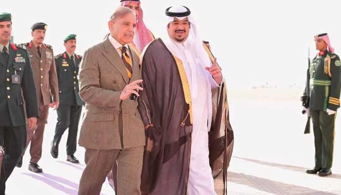 PM Shehbaz lands in Riyadh to attend FII9 conference