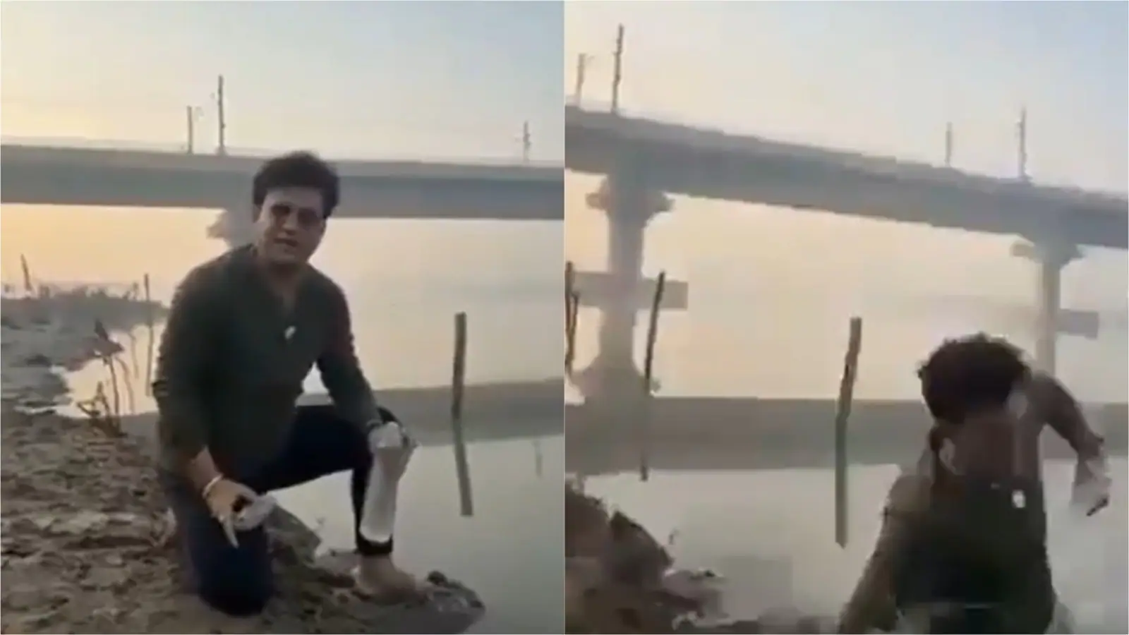 Video: Delhi BJP MLA Falls Into Yamuna While Filming Video As AAP-BJP Spar Over River Pollution