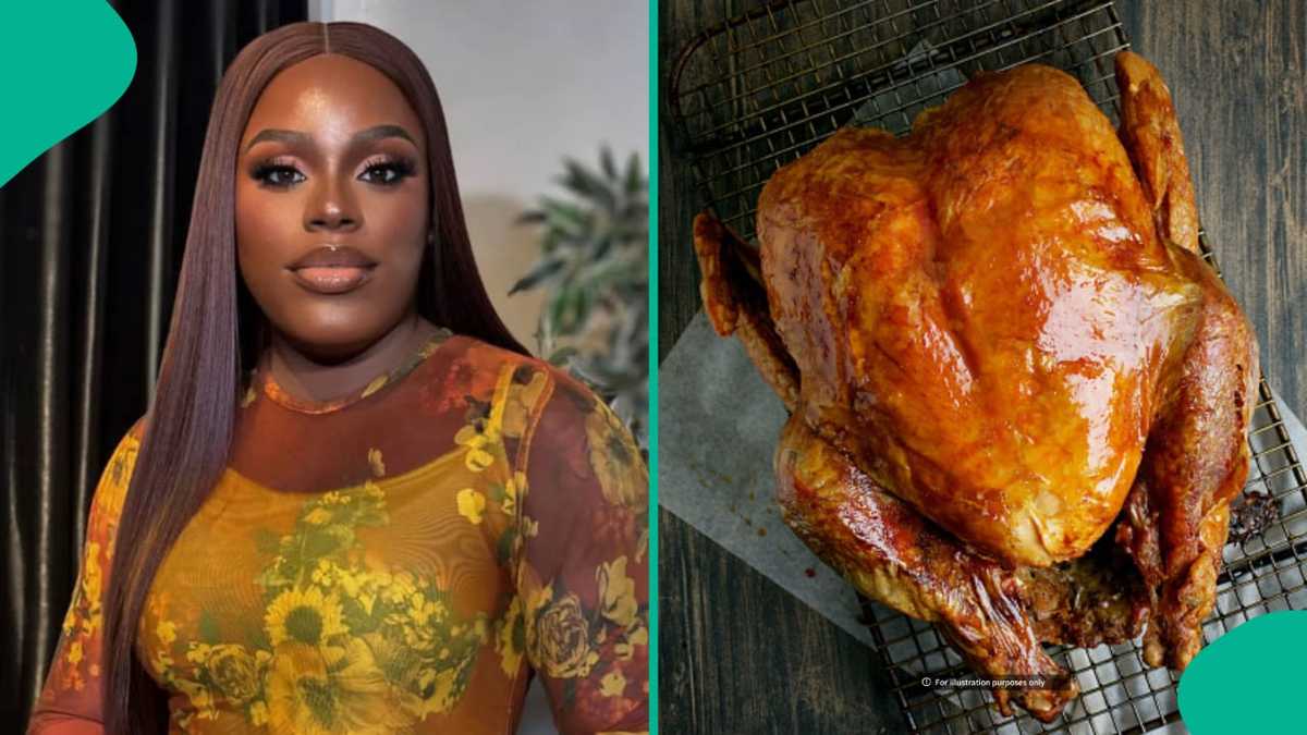 Nigerian lady reacts angrily as talking stage accuses her of stealing his raw turkey