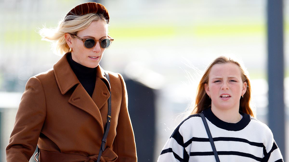 Royal girls day out! Zara Tindall and Mia, 11, enjoy a mother-daughter date at Cheltenham Racecourse