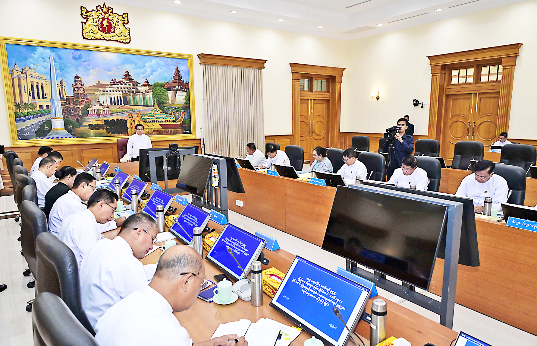 Chairman of the Financial Commission Acting President of the Republic of the Union of Myanmar, Chairman of the State Security and Peace Commission, Senior General Min Aung Hlaing addresses Financial Commission meeting Materialize activities that benefit p