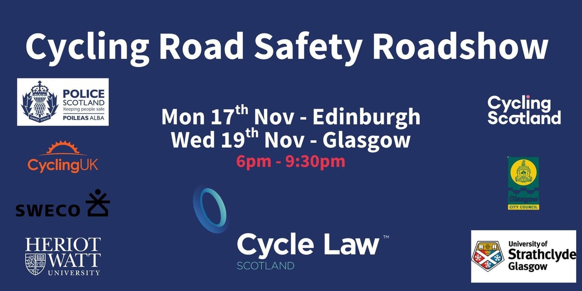 Cycling Road Safety Roadshows come to Edinburgh and Glasgow in November 2025.