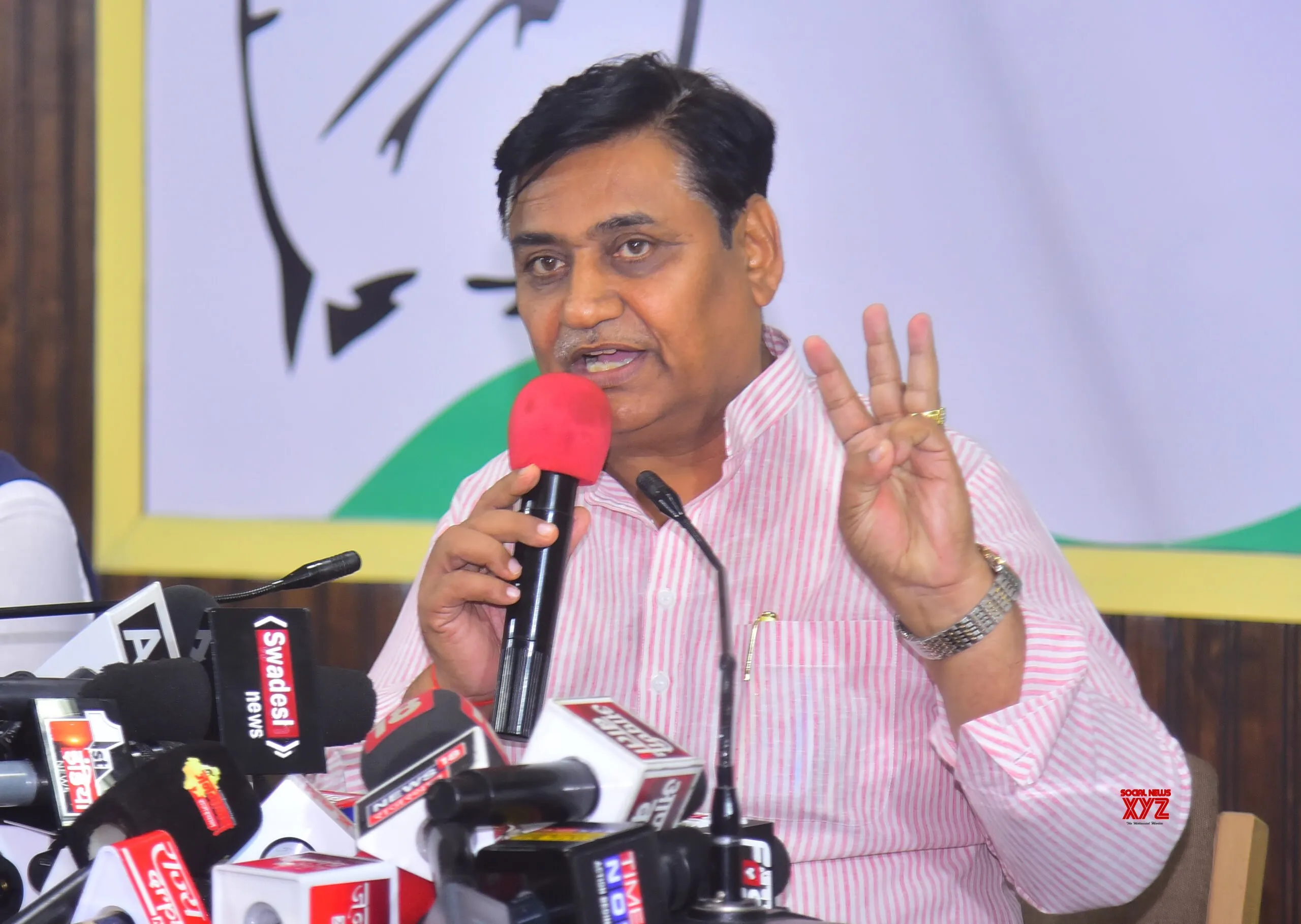 Jaipur: Govind Singh Dotasra addresses a press conference #Gallery