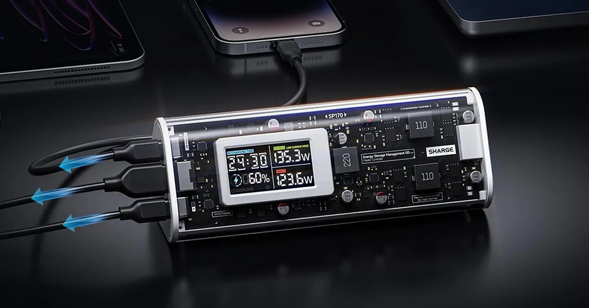 Get 24,000mAh backup in a water-resistant transparent casing with Sharge's 170W power bank at a $99 low (Save $70)