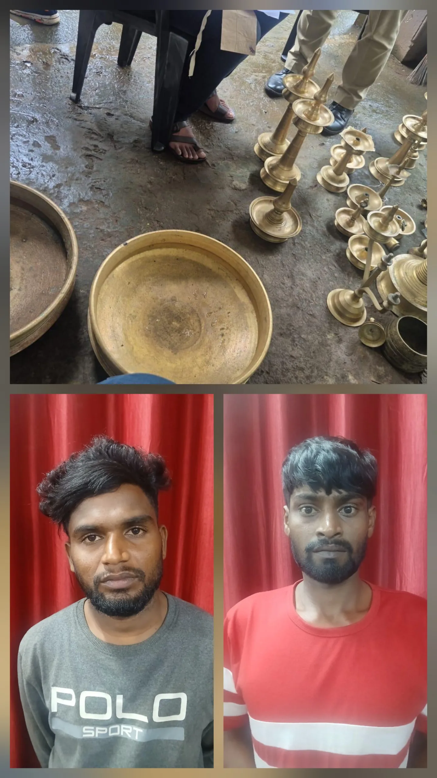 ഉമാമഹേശ്വരി ക്ഷേത്രത്തിൽ നിന്നും രണ്ട് ലക്ഷം രൂപ വിലവരുന്ന നിലവിളക്കുകൾ മോഷ്ടിച്ച കേസ് : രണ്ട് ഇതര സംസ്ഥാനത്തൊഴിലാളികൾ അറസ്റ്റിൽ