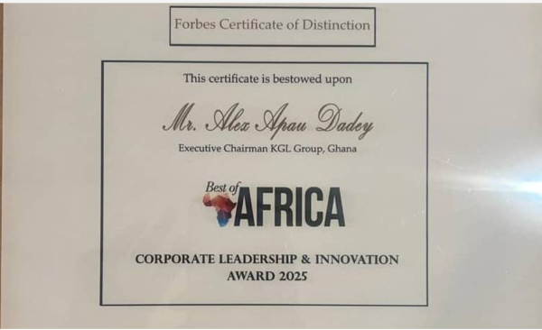KGL Group Chairman Alex Apau Dadey wins Forbes Best of Africa Corporate Leadership and Innovation Award