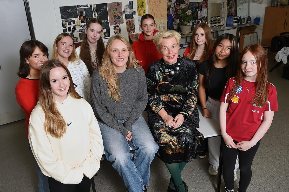 Fashion designer with Alexander McQueen from Falkirk inspires local students at Larbert High