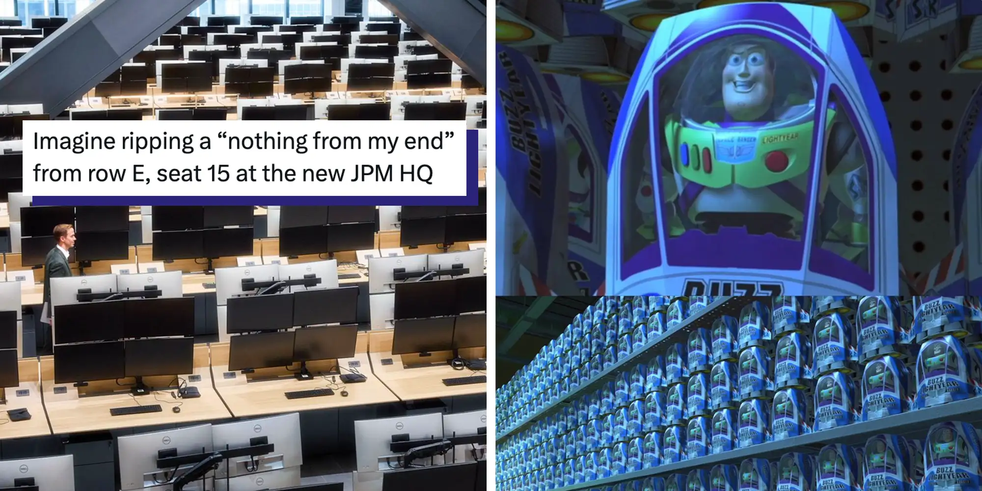 “Packed in like sardines”: Photo of JPMorgan’s new NYC headquarters mocked for its unique, quadruple-monitor setup