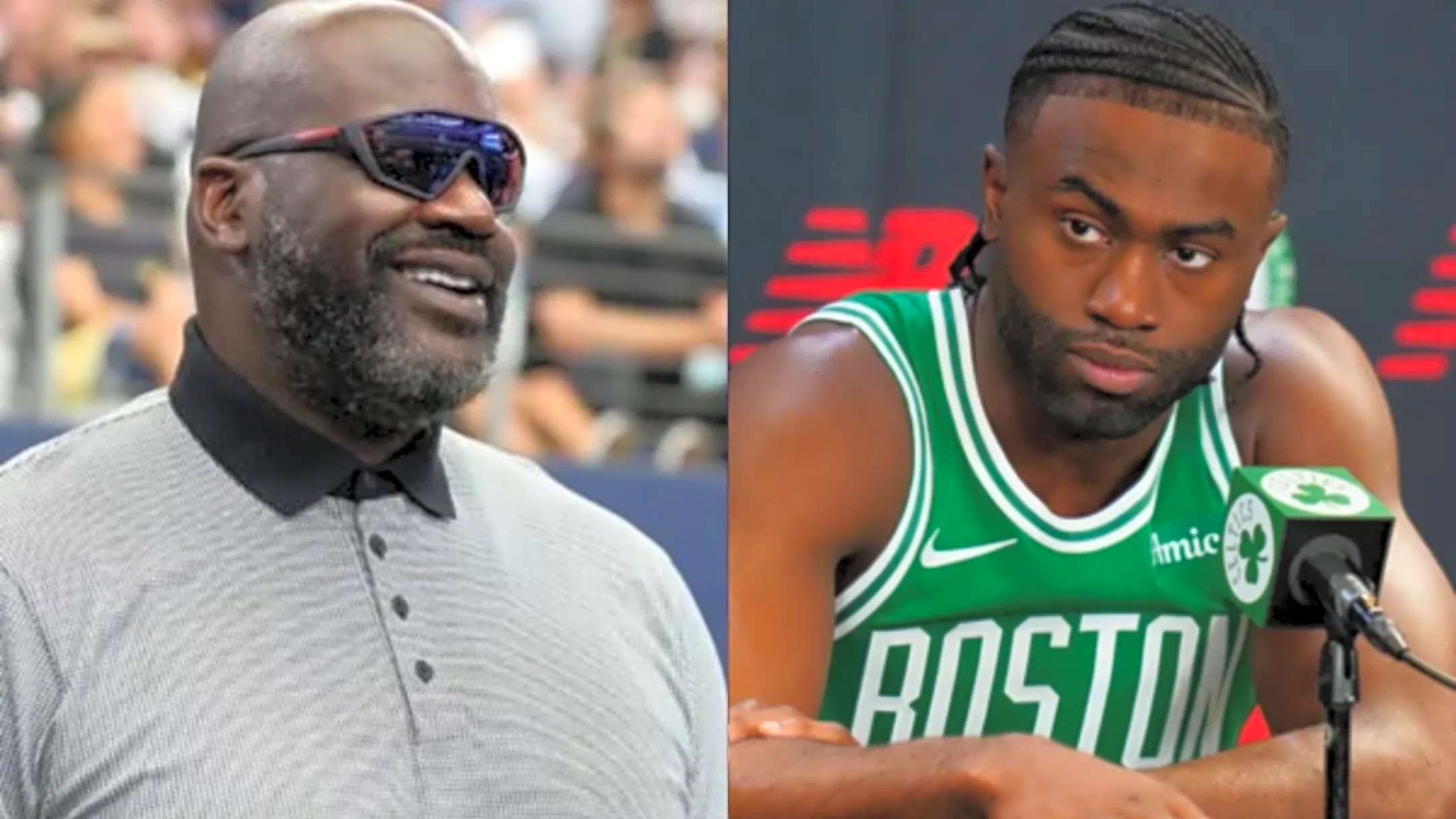 Shaquille O’Neal Reacts to Jaylen Brown’s Hairline Mishap With OG Anunoby