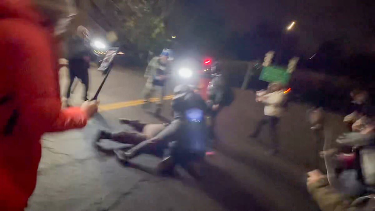 Huge brawl erupts outside Portland ICE facility leaving several injured as Trump begs court to allow him to send in National Guard