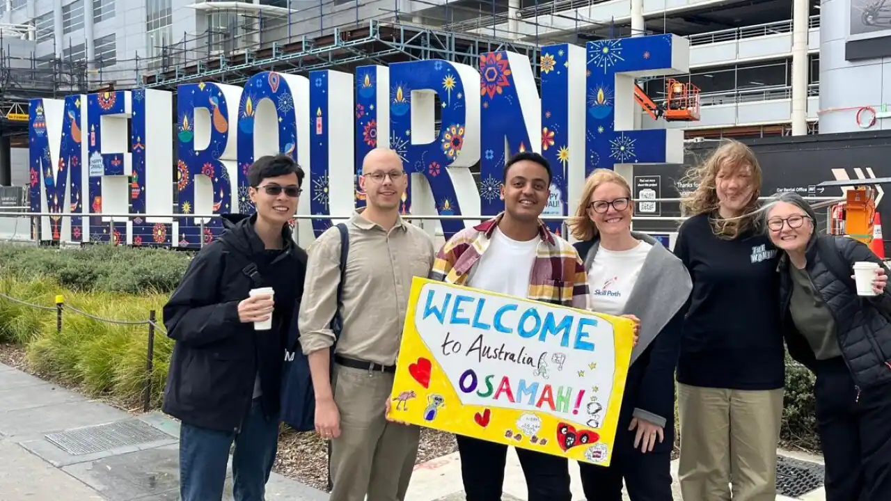 Osamah is the first to arrive in Australia via this new visa pathway. His long 'limbo' is over