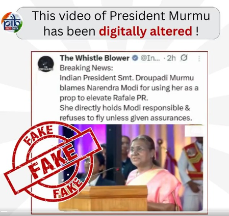 PIB debunks AI-altered video of President Murmu on Rafale claims