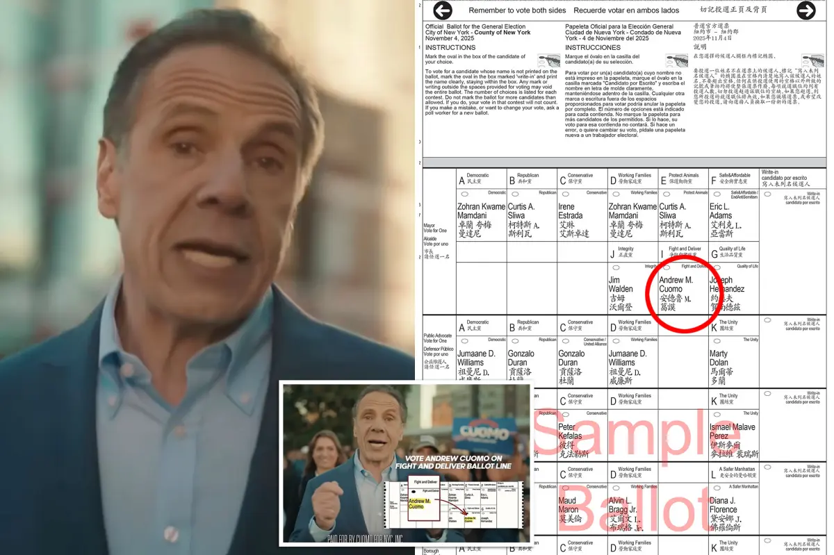 Andrew Cuomo's name is buried so deep on ballot his latest NYC mayoral campaign vid shows voters where to find it