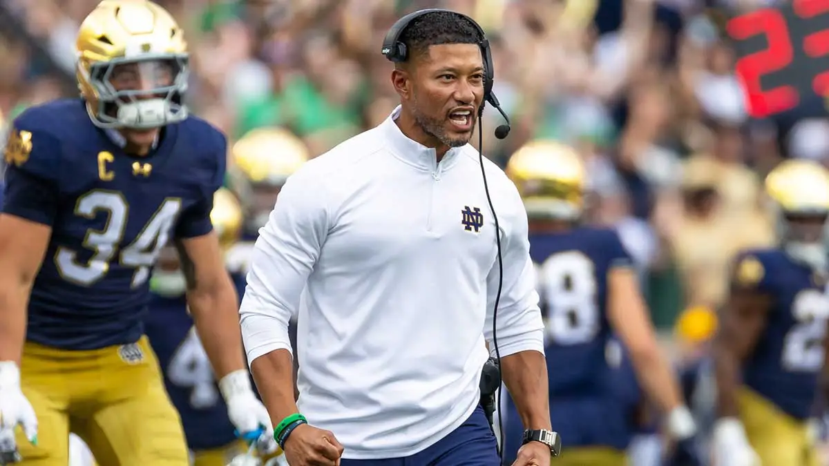 Notre Dame football HC Marcus Freeman gives passionate response to Brian Kelly firing