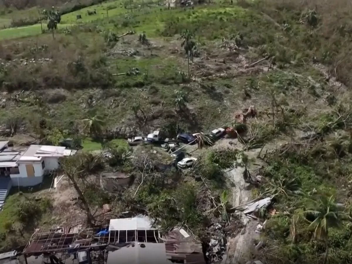 Hurricane Melissa aerial footage shows total destruction with homes ripped bare