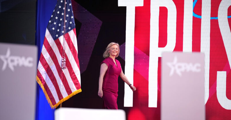 Trailing Liz Truss on the Maga speaking circuit