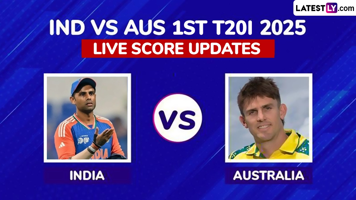 India vs Australia Live Score Updates of 1st T20I 2025: Get Toss Winner Result, Live Commentary and Full Scorecard Online of IND vs AUS Cricket Match