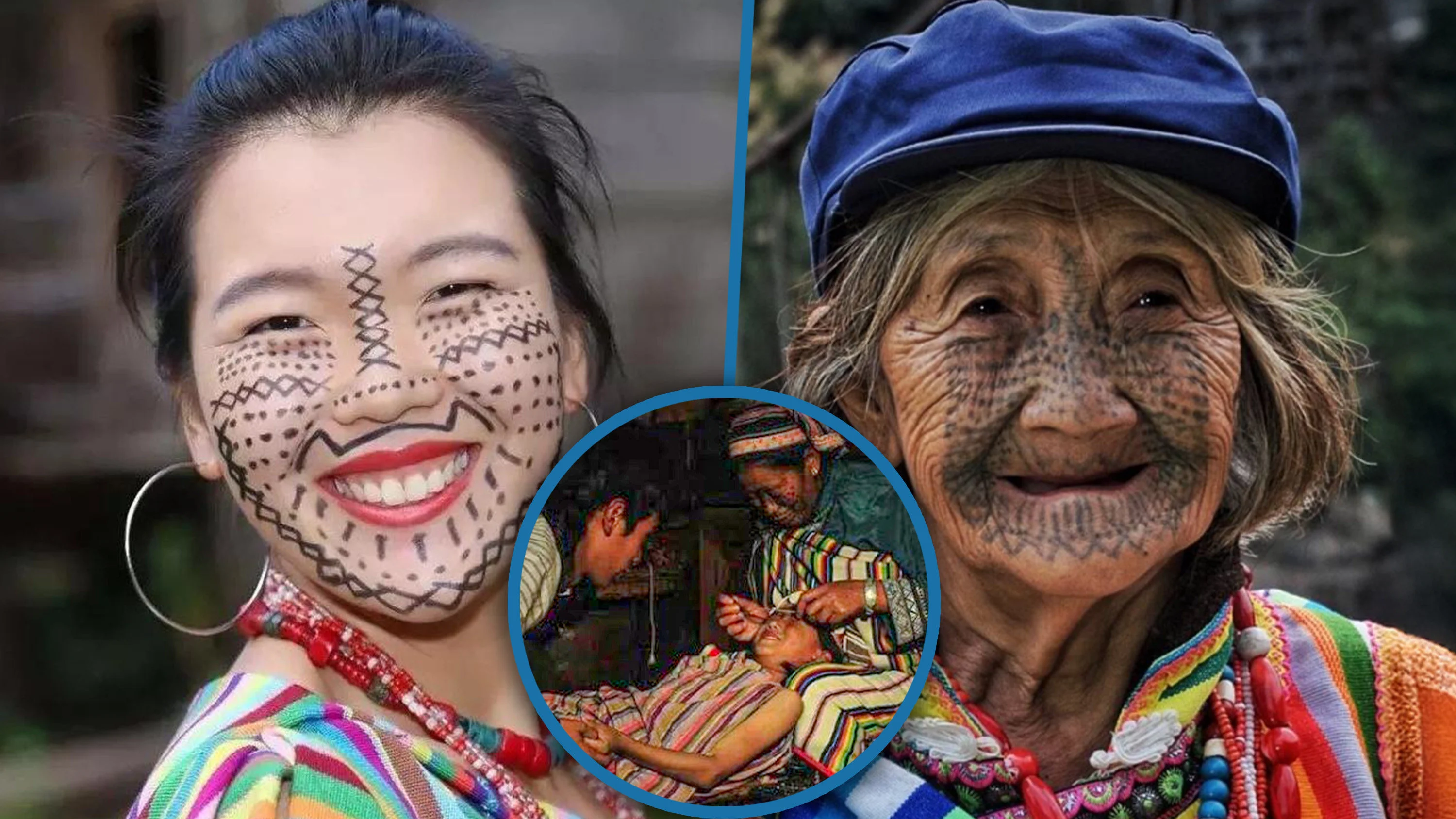 China Dulong ethnic women tattoo faces to stop abduction, drink alcohol not water