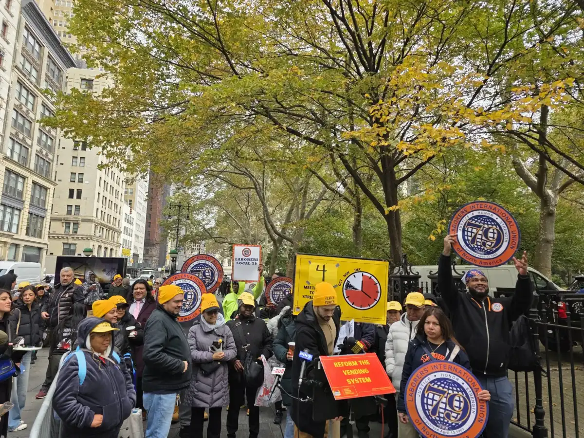 Street vendors and delivery workers rally for greater protections at City Hall