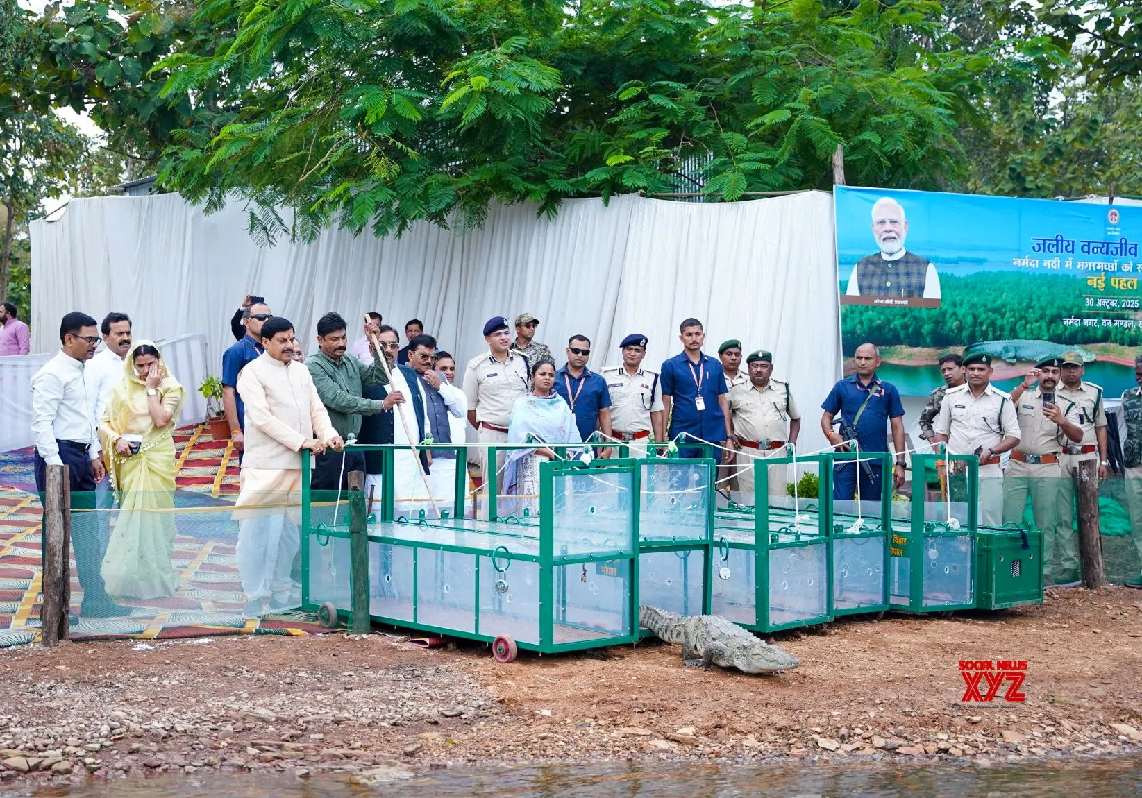 Khandwa: Mohan Yadav Releases Crocodiles into Narmada River #Gallery