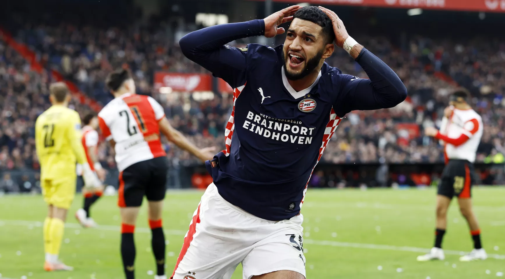 Ismael Saibari's hat-trick fires PSV to 3-2 win over Feyenoord in Rotterdam