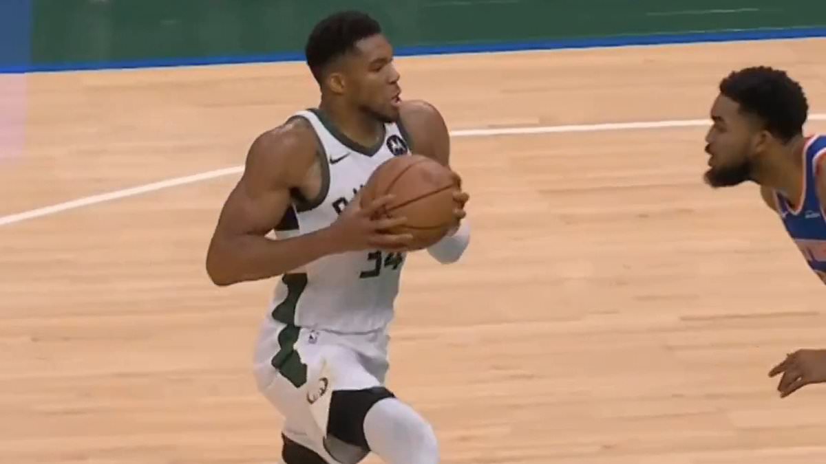 NBA fans go into meltdown as Bucks All-Star Giannis Antetokounmpo gets away with 'legitimately the worst travel' ever