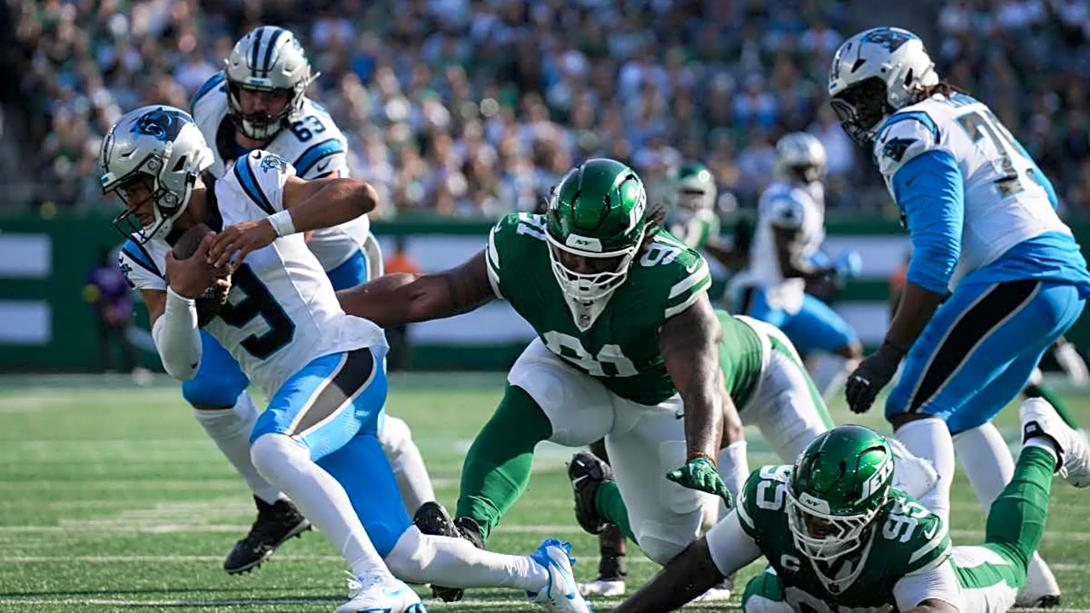 NFL decides not to punish Jets defender for illegal move that injured Panthers QB Bryce Young in Week 7