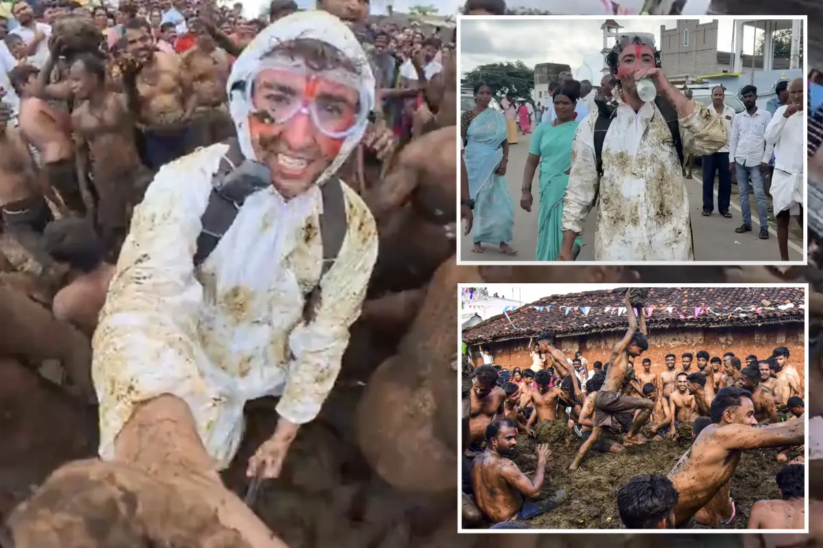 YouTuber Tyler Oliveira branded ‘racist,’ dragged through the muck after filming Indian village’s messy ‘poop-throwing’ fight