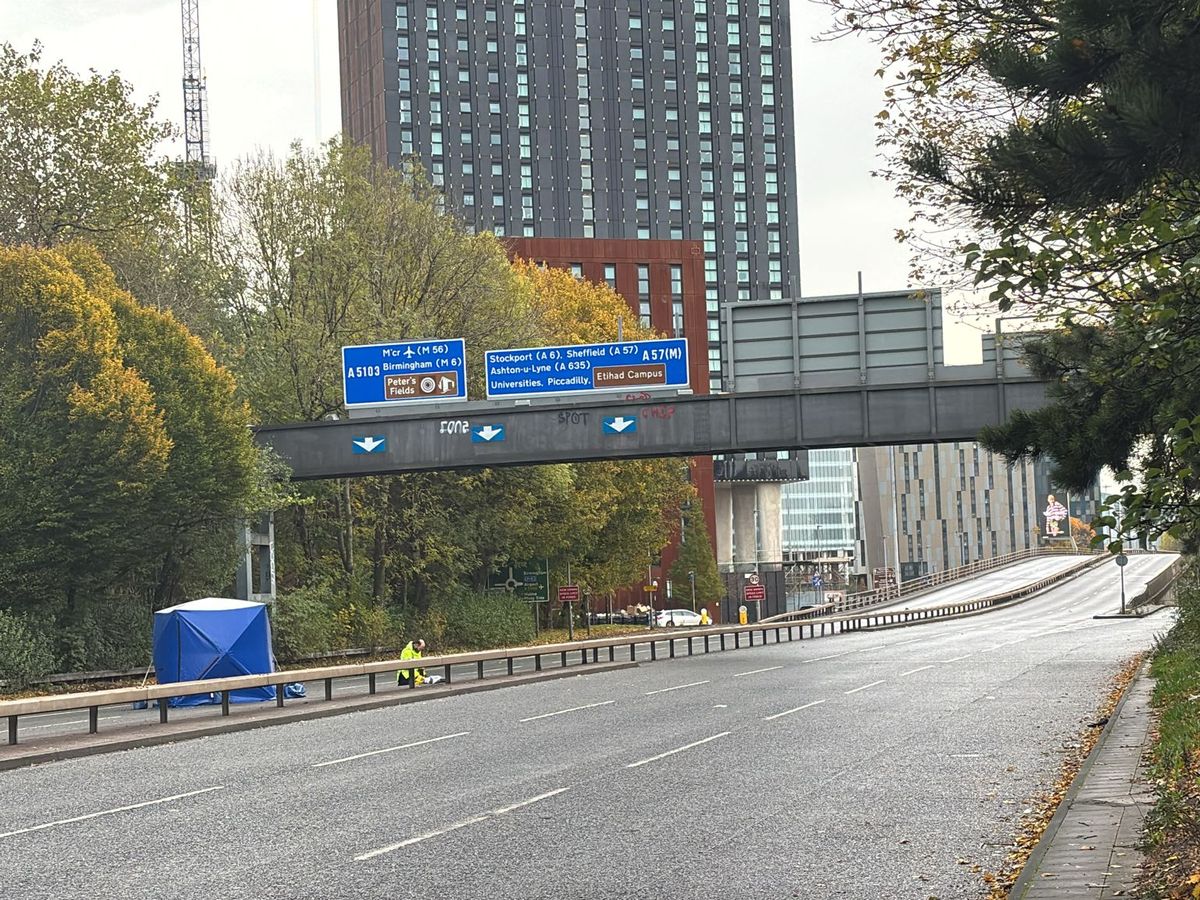 Man crossing Mancunian Way dies after being hit by car