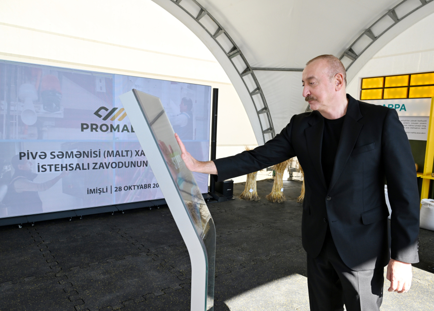 President Ilham Aliyev attends inauguration of barley malt processing facility in Imishli (PHOTO)