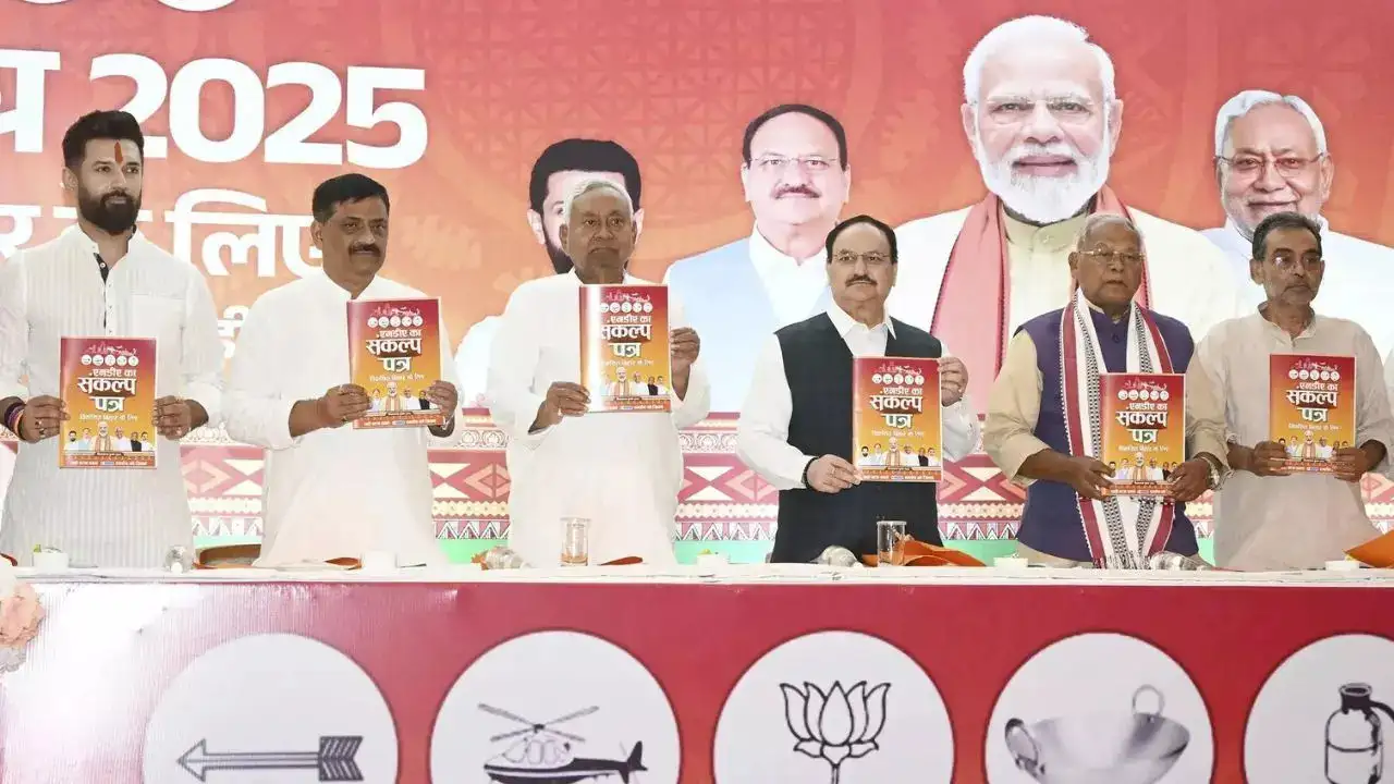 One crore govt jobs & more: NDA releases manifesto for Bihar polls; key promises in ‘Sankalp Patra’