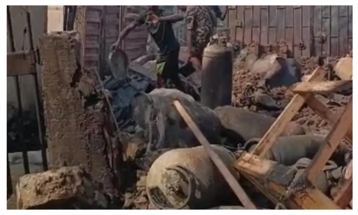 Gas explosion destroys several shops in Lagos