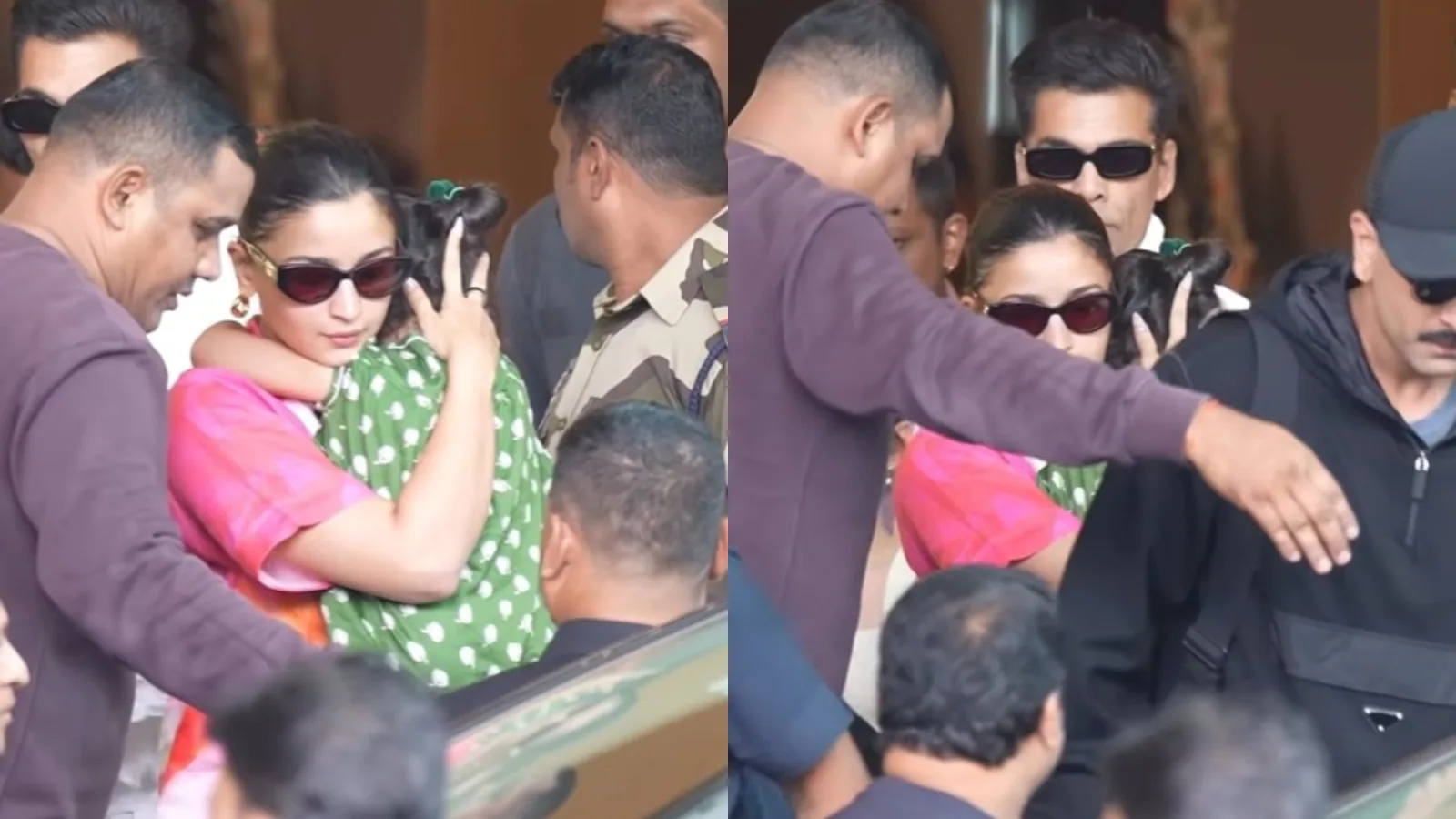 Alia Bhatt Hides Raha’s Face As She Gets Papped At Airport With Ranbir Kapoor And Karan Johar