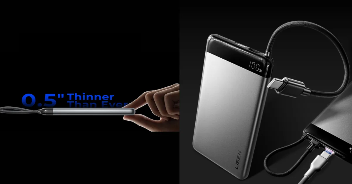 Ditch your bulky power bank while this wildly thin 10K aluminum model with built-in USB-C cable is down to $24 all-time low