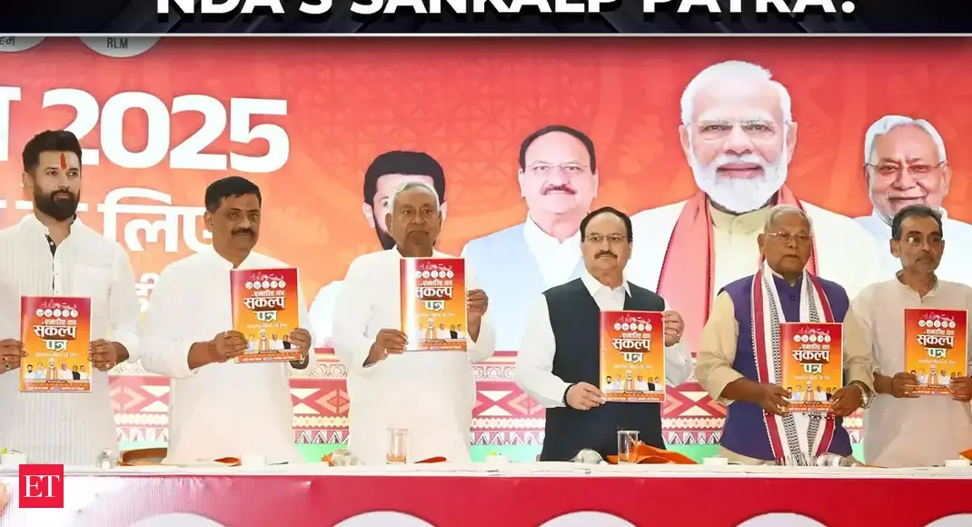 NDA’s ‘Sankalp Patra’ for Bihar: 1 cr jobs, Sitapuram spiritual city, infra push; opposition reacts