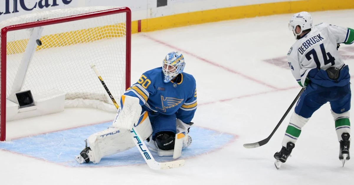 Frustration builds as Blues lose sixth in a row, falling to Vancouver in shootout 4-3