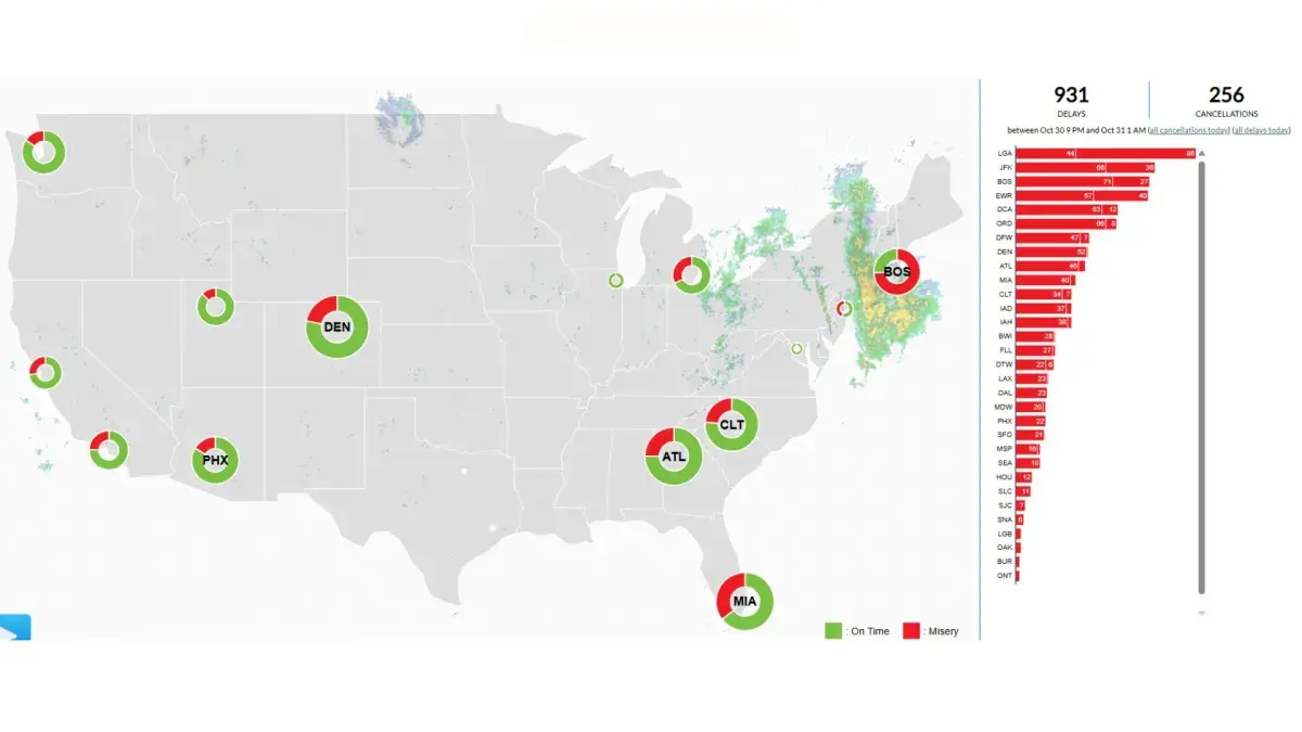 Map Shows Airports Worst Hit by Delays As Staffing Warnings Issued