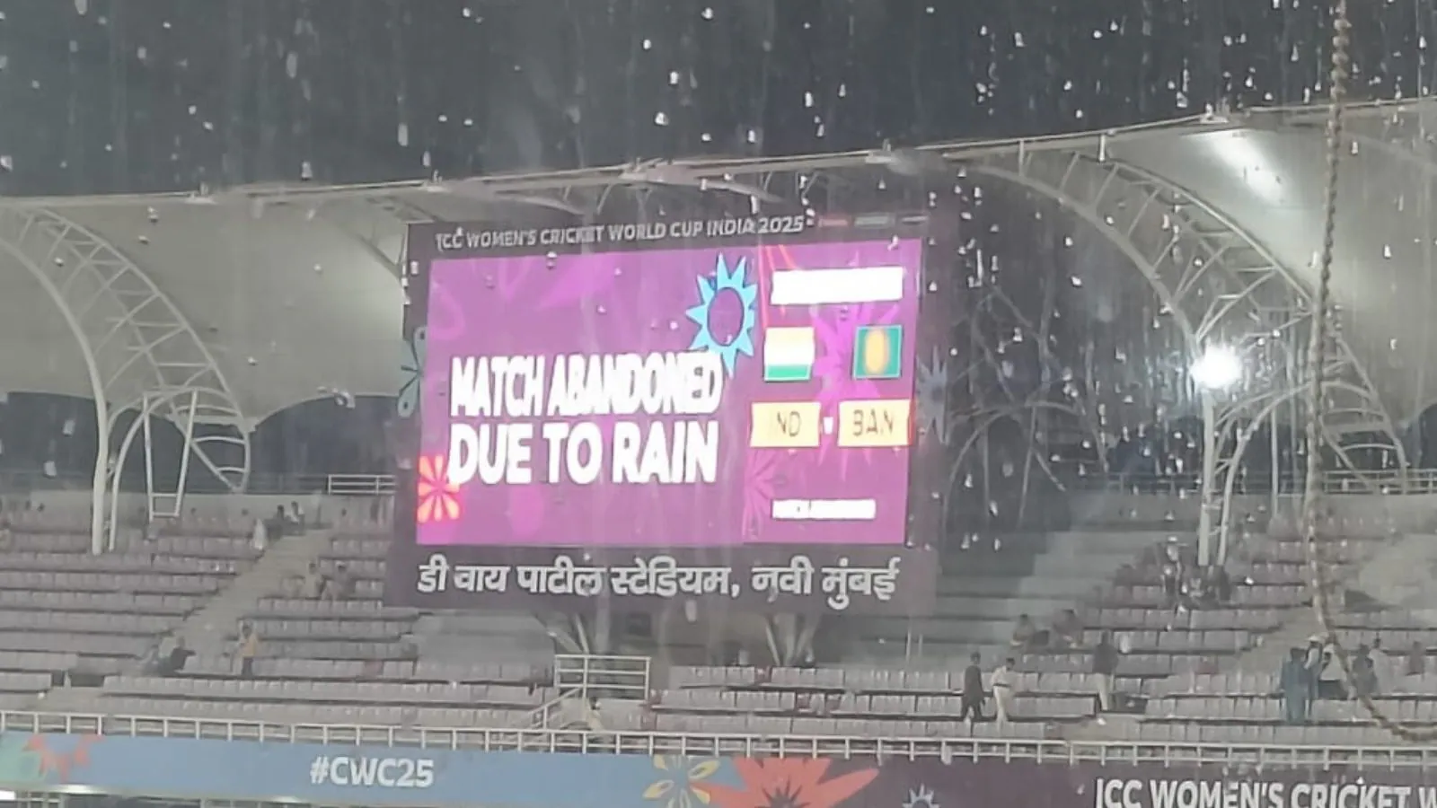 India vs Bangladesh World Cup Match Abandoned; Pratika Rawal’s Injury Scares Hosts Ahead of Semis