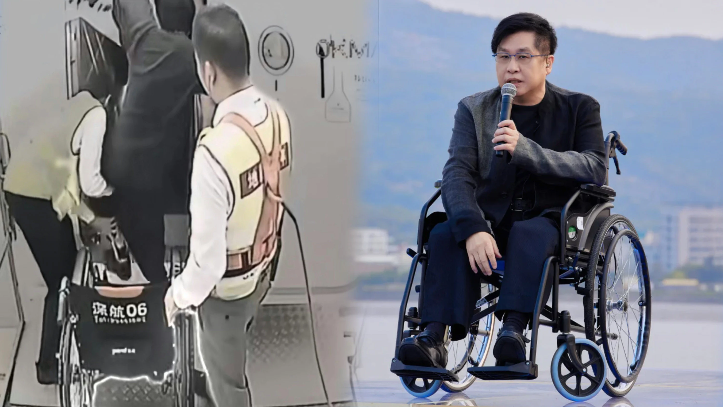 Taiwan wheelchair user criticises airport for making him ‘climb into plane’