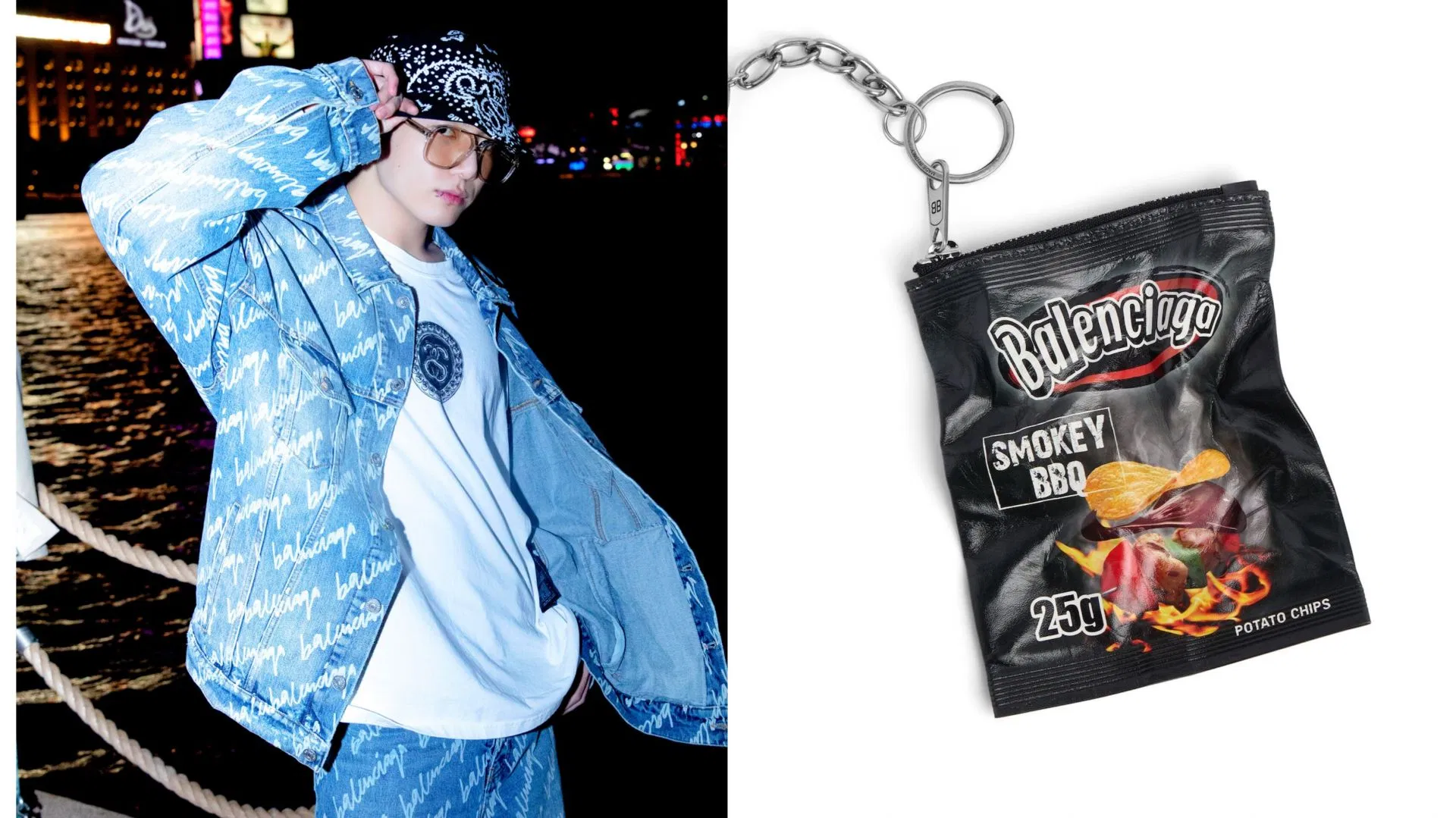 "Already a Balenciaga ambassador secretly" - Fans react as BTS' Jungkook's $800 "Potato Chip" keychain goes viral after his latest sighting