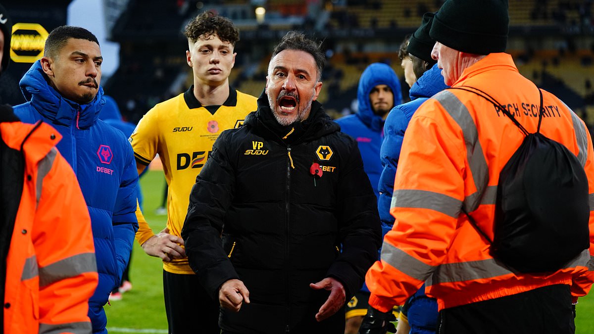 Wolves manager Vitor Pereira has to be dragged away from spat with his OWN FANS after they chanted 'you're getting sacked in the morning'
