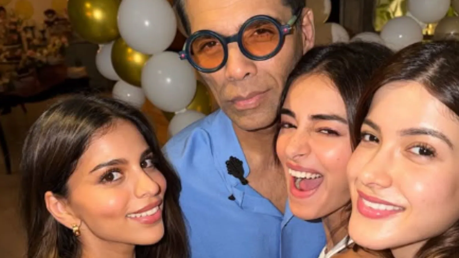 Karan Johar Chills With His ‘Girls’ Suhana Khan, Shanaya Kapoor At Ananya Panday’s Midnight Birthday Bash