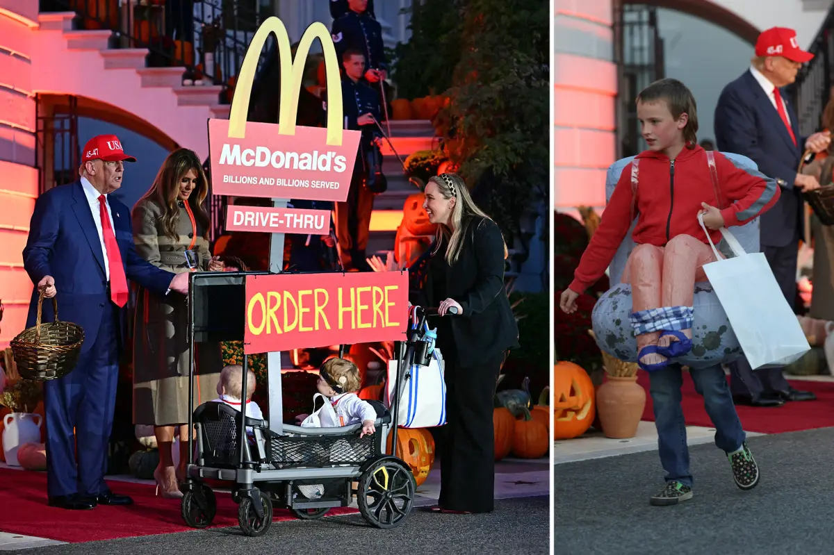 Trump greets hundreds of trick-or-treaters at White House Halloween