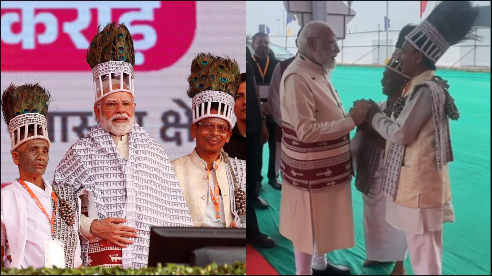 PM Modi’s Gesture Wins Hearts As He Accepts Tribal Headgear On Stage In Chhattisgarh | Video