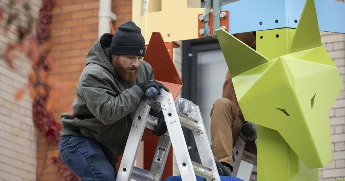 Late artist's 22-foot Coyote sculpture installed in Missoula