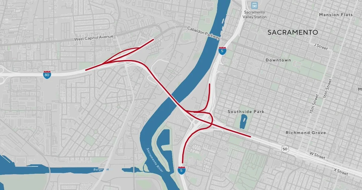Eastbound Highway 50 in Sacramento undergoing weekend closure for construction