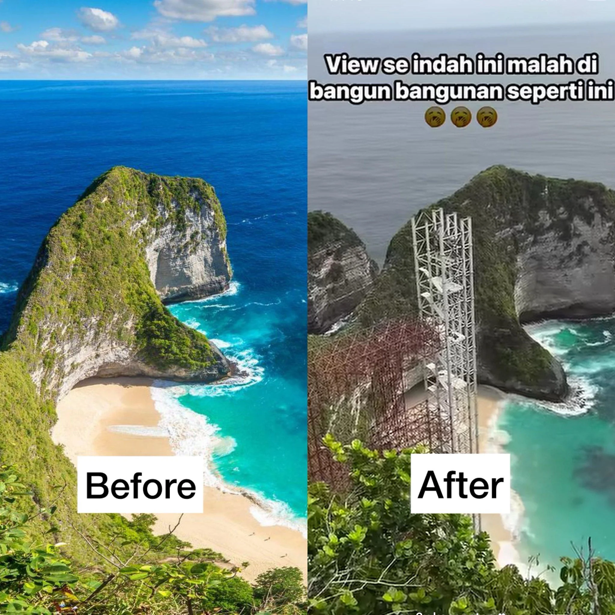 Photos of glass lift being built on Bali’s iconic ‘dinosaur’ cliff spark outrage